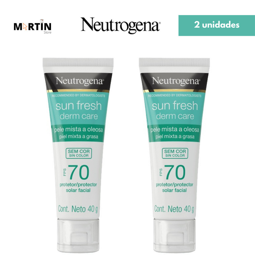 Kit Protetor Solar Neutrogena Sun Fresh Derm Care Facial FPS70 - 2 unidades em Oferta na Shopee