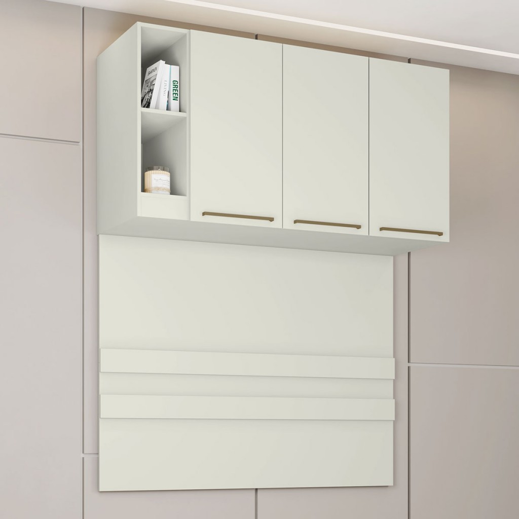 Armário Aéreo para Quarto Seletto 3 Portas 2 Nichos - Home & Living