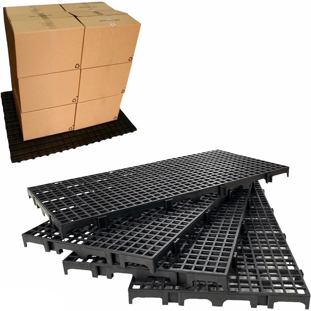 40pc Pallet Estrado Plástico Modular Preto 2,5 x 25 x 50 cm Antiderrapante 123Organizei