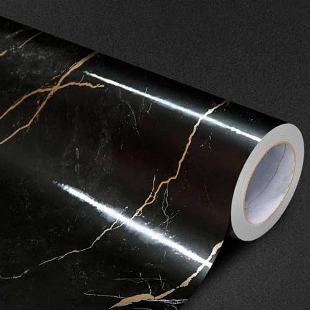 Adesivo Revestimento Mármore Preto Gold Impermeável Texturizado 1m X 60cm em Oferta na Shopee