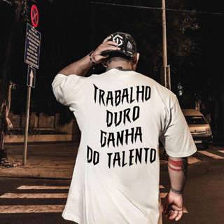 Camiseta Oversized Streetwear Trabalho Duro Academia em Oferta na Shopee