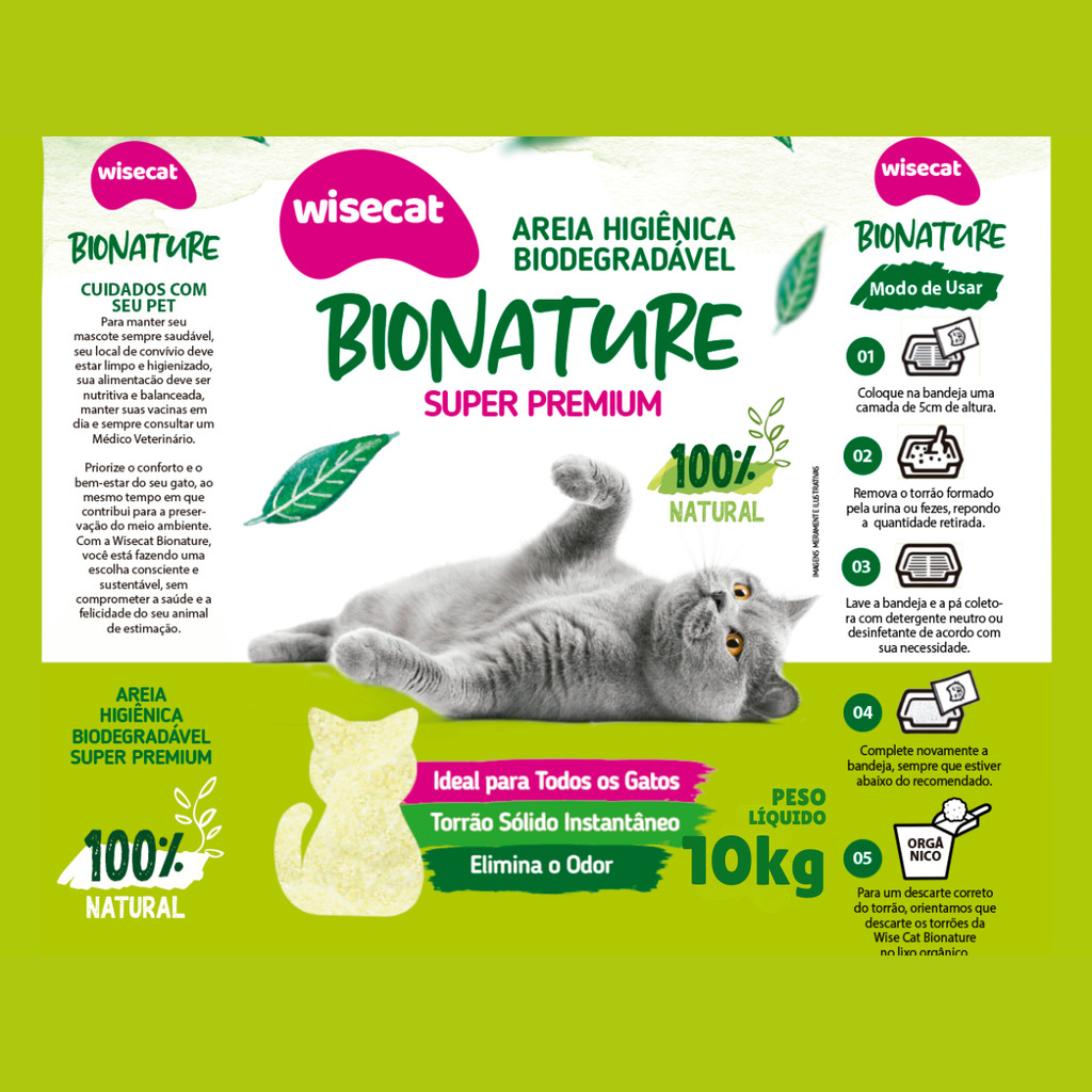 Areia Higiênica Biodegradável Para Gatos Bionature 10kg 2un — imagem 2 de 2