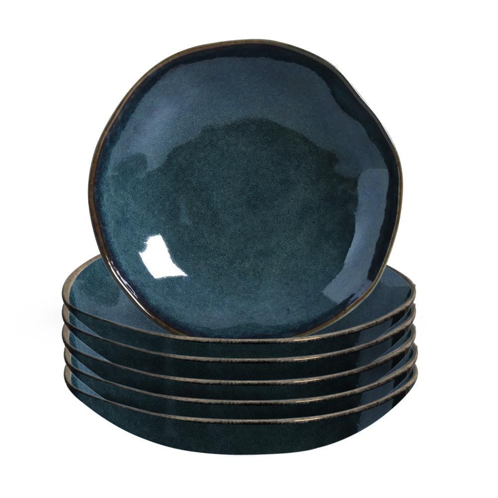 Pratos Fundos de Cerâmica Stoneware Orgânico Oceano 6 peças - Porto Brasil