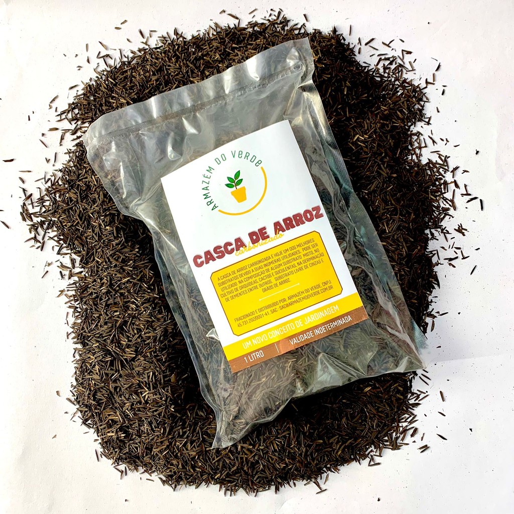 Palha Casca de Arroz Carbonizada 3L Para Plantas Cactos Suculentas Substrato Enraizamento Germinação
