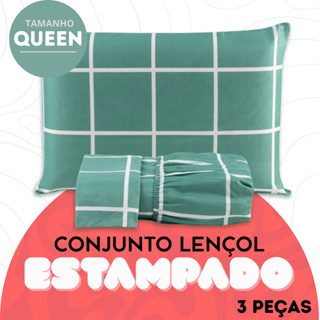Jogo de Lençol Queen Size Microfibra Estampado - Antialérgico 3 Peças -Estampas Sortidas
