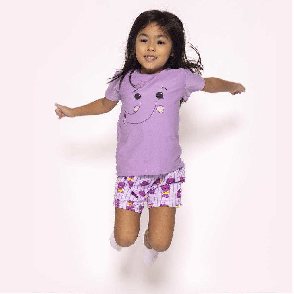 Pijama Kids Roxo com Estampa de Carinha da Valentinha - TurmaTube | Linha No Mundo da Lua - Baby & Kids Fashion