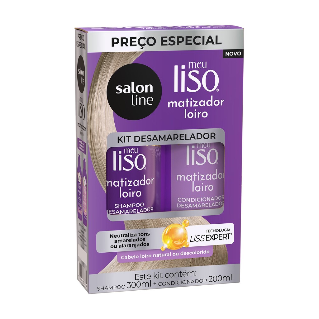 Kit Shampoo 300ml + Condicionador 200ml  Meu Liso Matizador Loiro - Beauty