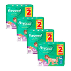 Kit 4 Fralda Personal Baby Protect & Sec Tamanho XXG Leve 28 Pague 26 Fraldas Descartáveis