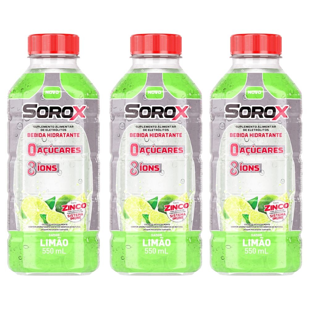 Kit 3 Sorox Sabor Limão 550ml - Food & Beverages