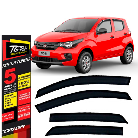 Calha de Chuva Fiat Mobi 2016 a 2026 4 portas TG Poli Defletor Portas Protetor Janelas Fumê em Oferta na Shopee