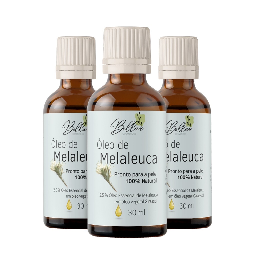 3x Óleo Essencial Melaleuca - Tea Tree pronto para pele 30ml cada. em Oferta na Shopee