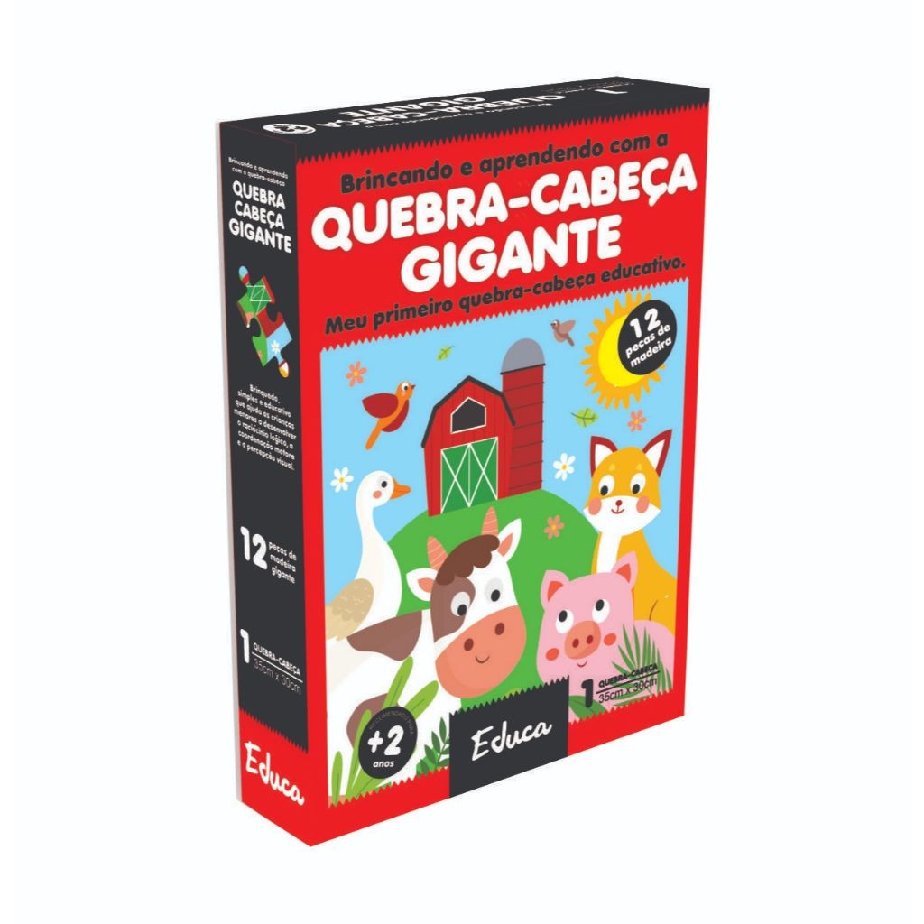 Quebra-cabeça Gigante Animais Madeira Madeira Educativo Pedagógico Didático Infantil