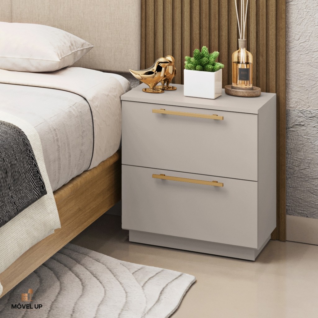 Mesa de Cabeceira Dubai 50cm com 2 Gavetas – Design Moderno, Compacto e Funcional | VLR Mó...