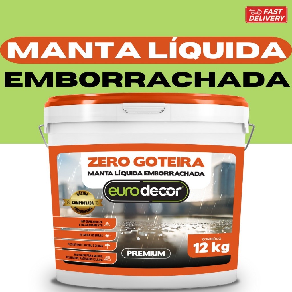 Manta Liquida Emborrachada Premium Zero Goteira 12KG Ou 3,6KG Impermeabilizante P/ Muros e Fachadas em Oferta na Shopee