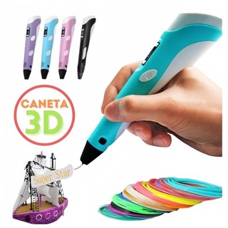 Caneta 3D Impressora Manual Infantil e Adulto Com Filamentos DIY Filamento Plastico ou ABS Tela LCD Desenho 3D Seguro