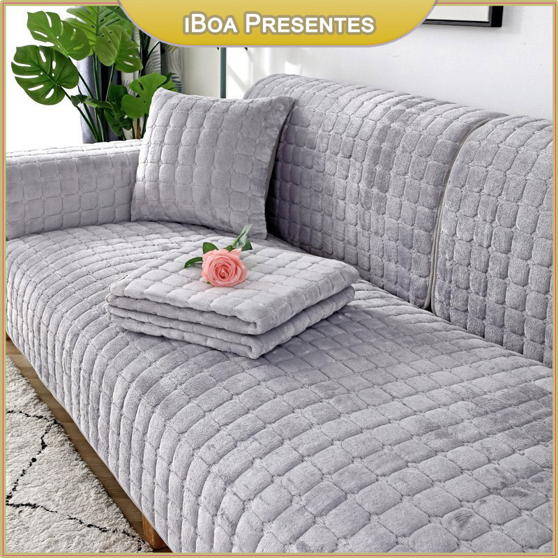 Novo Capa De Sofá De Flanela Antiderrapante Universal Almofada De Sofá Simples 90x90cm