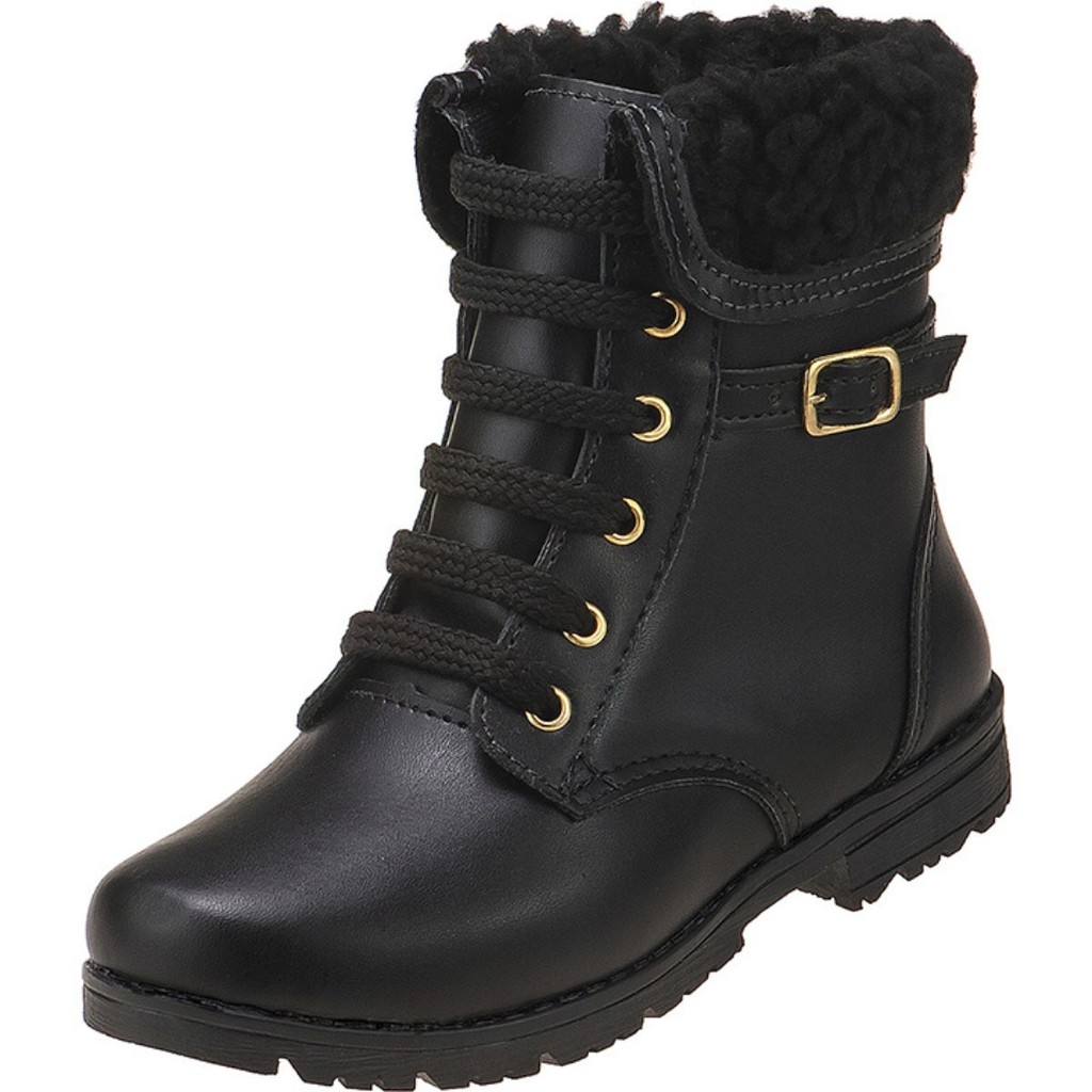 Bota Coturno Infantil Stilo Rosê Montaria Conforto Verniz