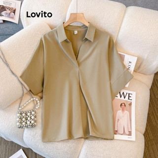 Lovito Blusa Básica Lisa Casual Para Mulheres LNE45068