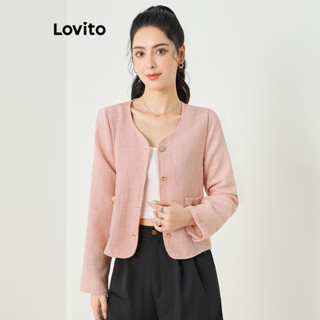Lovito Casaco Plissado Básico para Mulheres LNE39500 (Rosa)