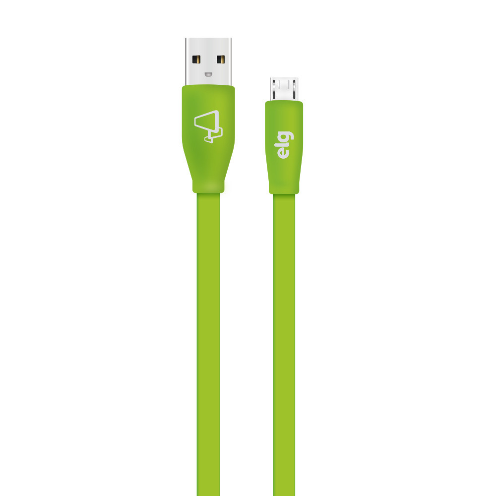 Cabo Micro USB, Sincronização e Recarga 12W 2.4A, Flat Ultra Flexível, 1 metro, Verde, L510VD, ELG em Oferta na Shopee