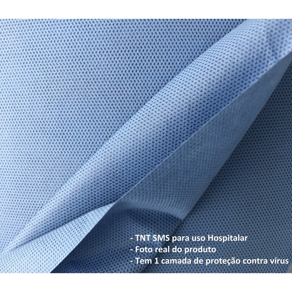 Tecido TNT SMS Azul indico hospitalar, 1 camada filtrante, 5 mts comprimento e 1,60 mts de largura