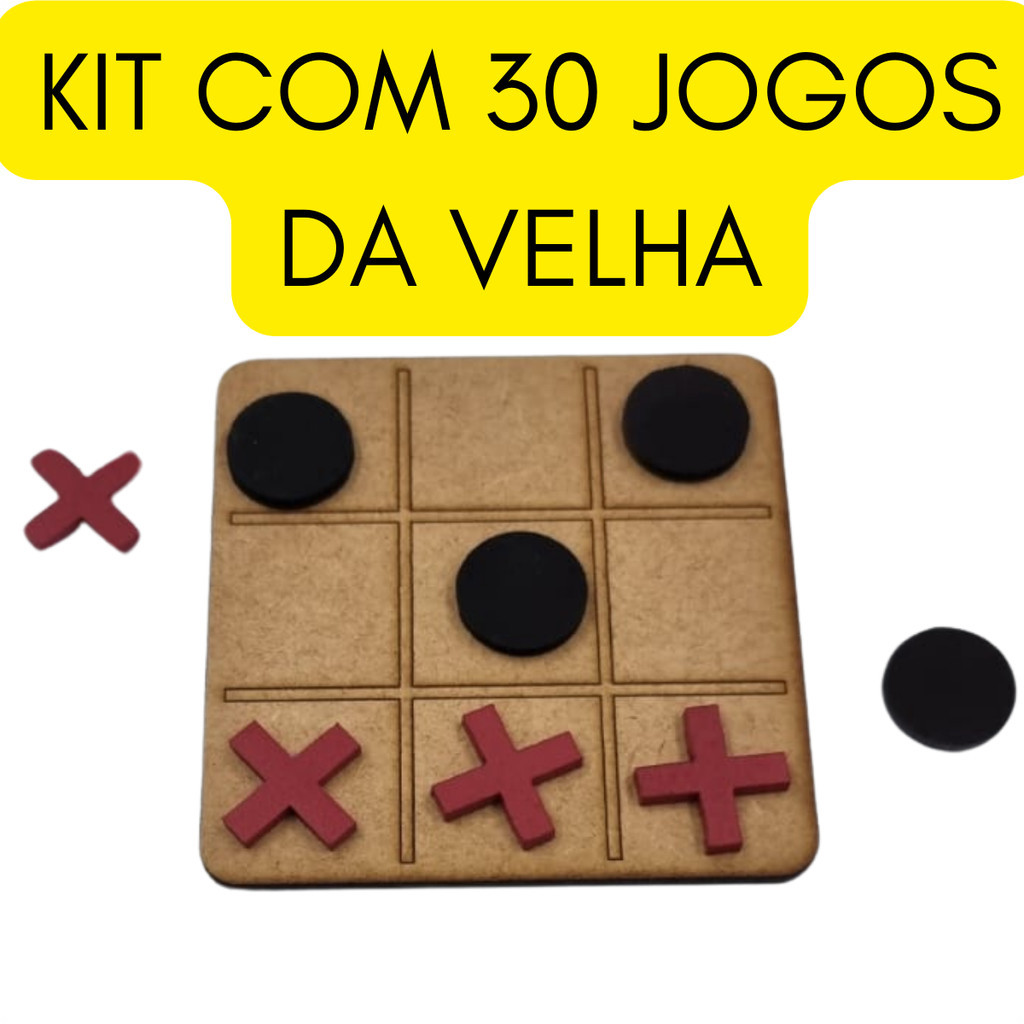 kit 30 Mini Jogo da Velha MDF Cru Decoração Educativo Lembrancinhas