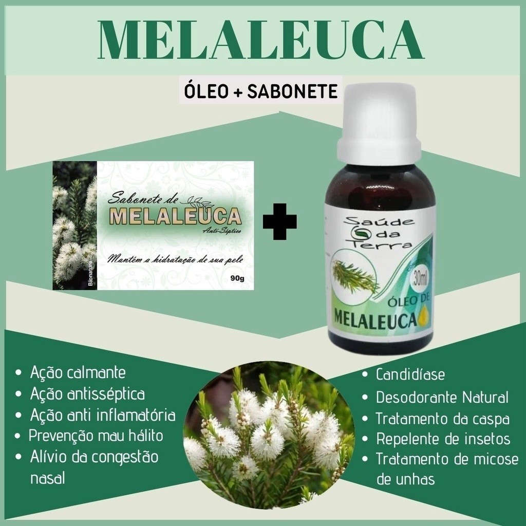Óleo de Melaleuca 30mL + Sabonete Bionature Natural em Barra Melaleuca 90g