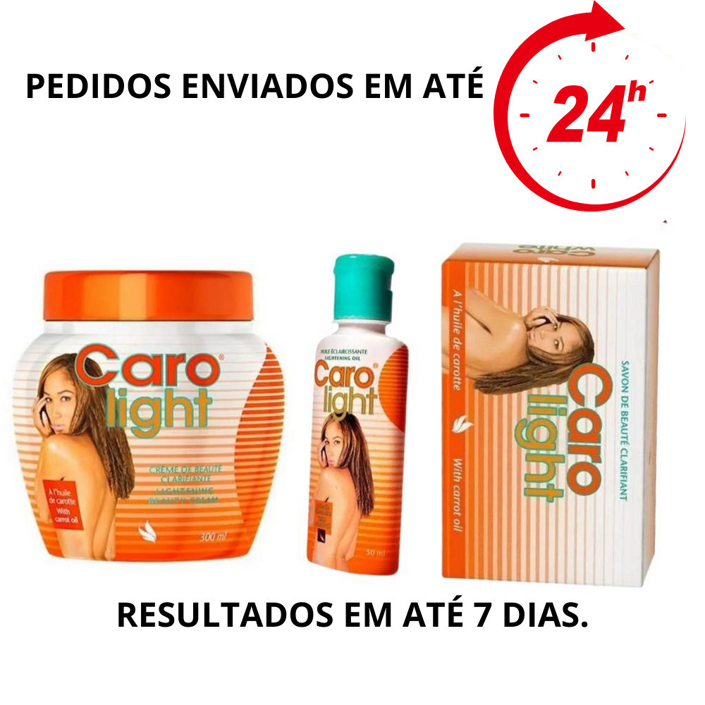 Kit Clareador caro light de Manchas Caro Light 300ml+ Oleo+ sabonete - importado Feminino Axilas Virilha Joelhos em Oferta na Shopee