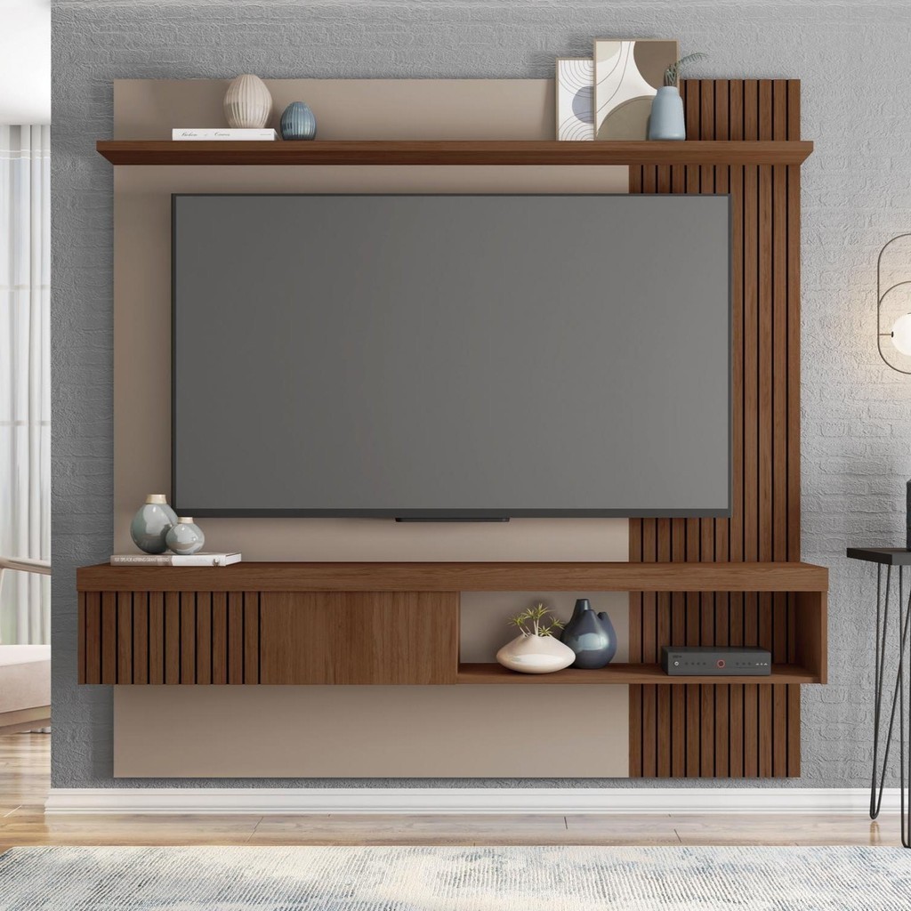 Painel para TV até 65 Polegadas com Ripado Moon Fendi/Havana em Oferta na Shopee