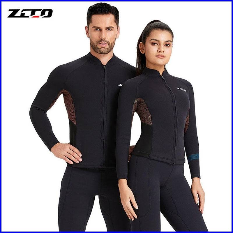 Estoque Pronto ZCCO 1,5mm Mergulho Topo Homens Mulheres Neoprene Split Warm Front ykk Zipper Diving