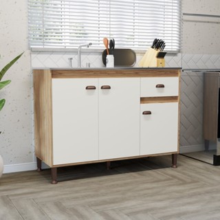 Balcão de Pia 120cm 3 Portas e 1 Gaveta Torino em Oferta na Shopee