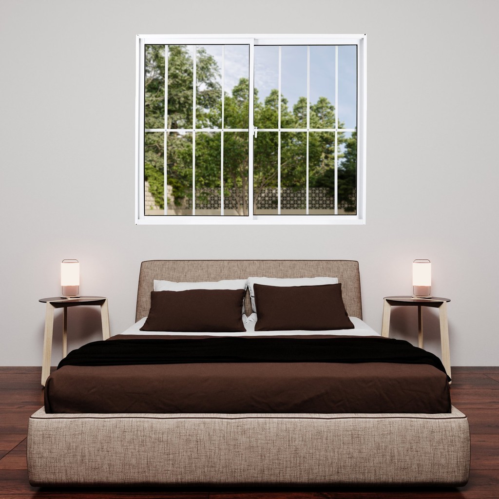 Janela de Alumínio de Correr 100x120cm 2 Folhas com Grade e Vidro Liso Linha Soft Mgm Branco 100cm x 120cm em Oferta na Shopee