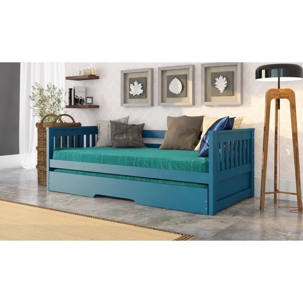 Bicama Infantil Mission em Madeira Maciça/MDF Azul em Oferta na Shopee