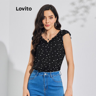 Lovito Blusa Casual com Renda em Forma de Coração para Mulheres LBL08025