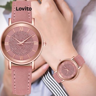 Lovito Elegante relógio de quartzo à prova d'água com strass simples para mulheres LFA2734...