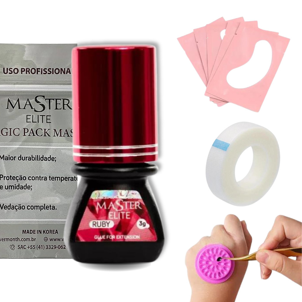 Cola Master Elite Ruby 3ml Alongamento Cilios Para Fios Postiços Adesivo Volume Russo Profissional