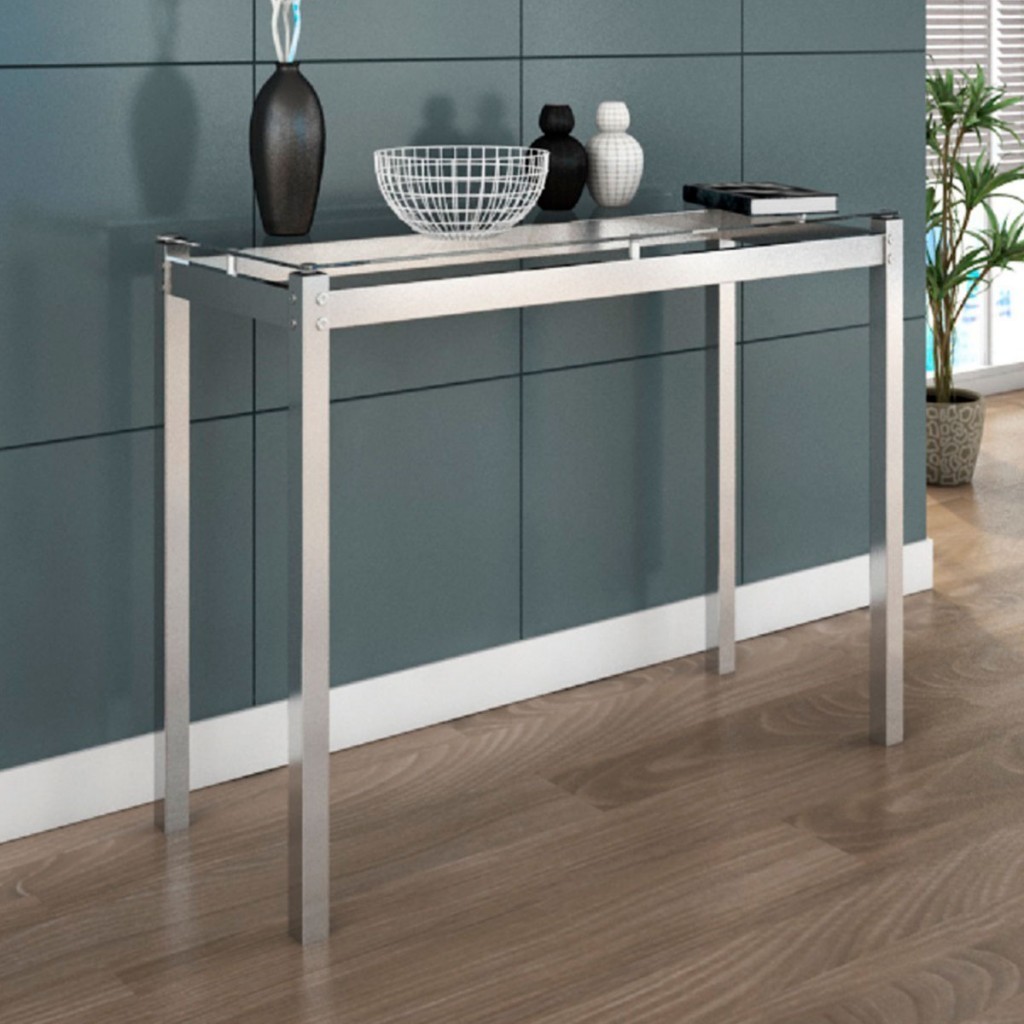 Aparador Tokio com Tampo de Vidro Cromado - Art Panta em Oferta na Shopee