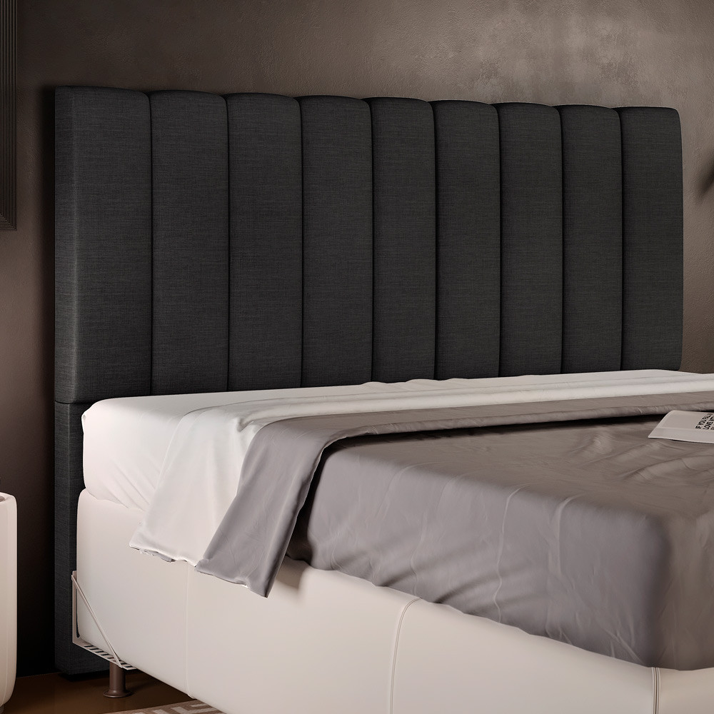 Cabeceira Cama Box Queen 160 cm Dália W01 Linho Chumbo - Lyam Decor