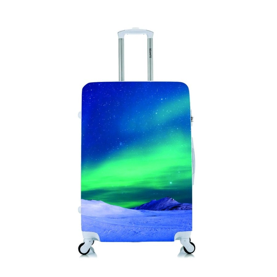 Capa Protetora Para Mala Viagem Personalizada Grande Aurora Boreal