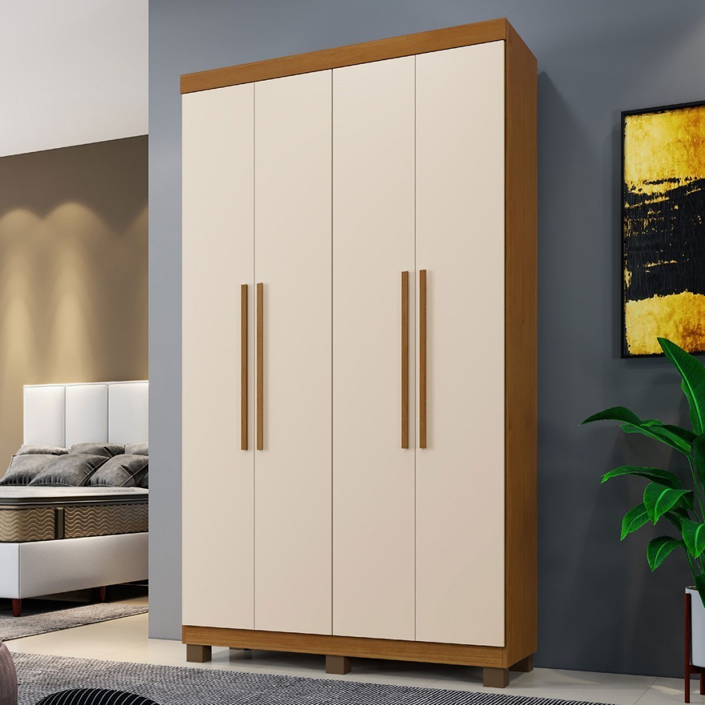Guarda-Roupa Casal Viena 4 Portas 3 Gavetas em Oferta na Shopee