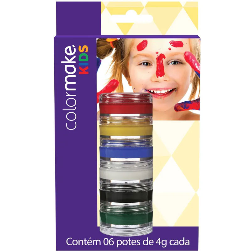 Tinta cremosa facial kids com 6 cores 0009 Colormake em Oferta na Shopee