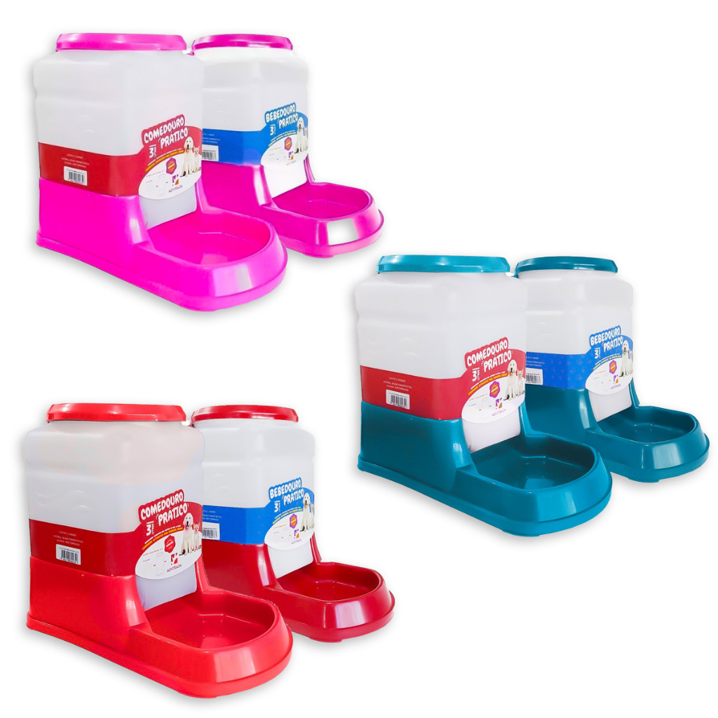 Kit Bebedouro Comedouro Aut Flex Cachorro Alvorada 3 litros