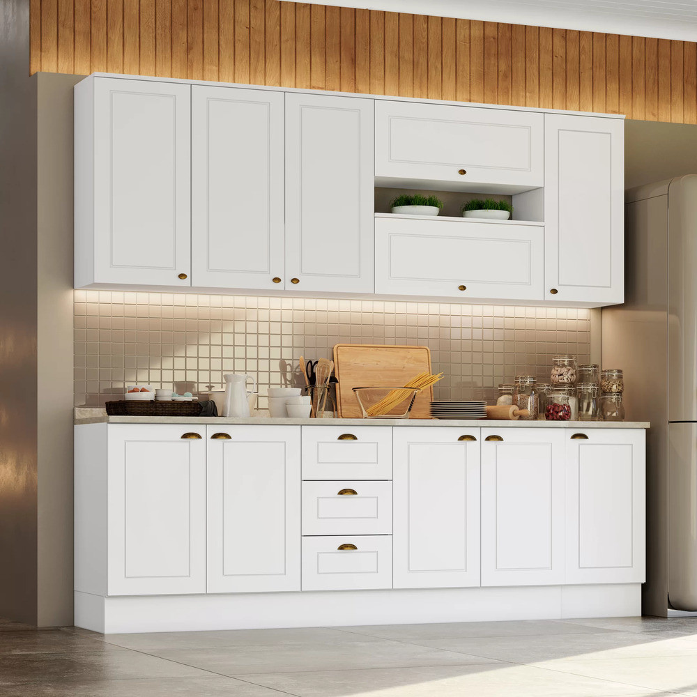 Cozinha Compacta 07 Peças Com Aéreo Basculante Americana Henn