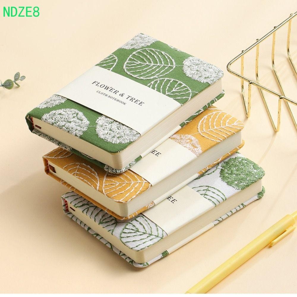 NDZE8 Leaf Hand Ledger , Morandi Caderno Compacto Bordado , A6 Capa De Tecido De Algodão Encadernação De Bolso Grosso Escola De Livros