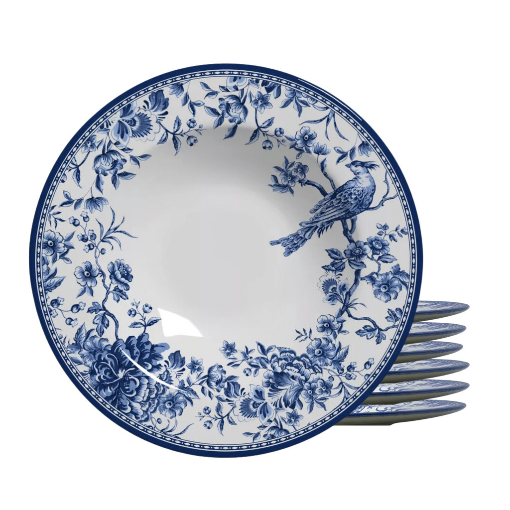 Jogo De Pratos Fundo Cerâmica 25cm Kit 6pcs Chinese Garden Alleanza em Oferta na Shopee