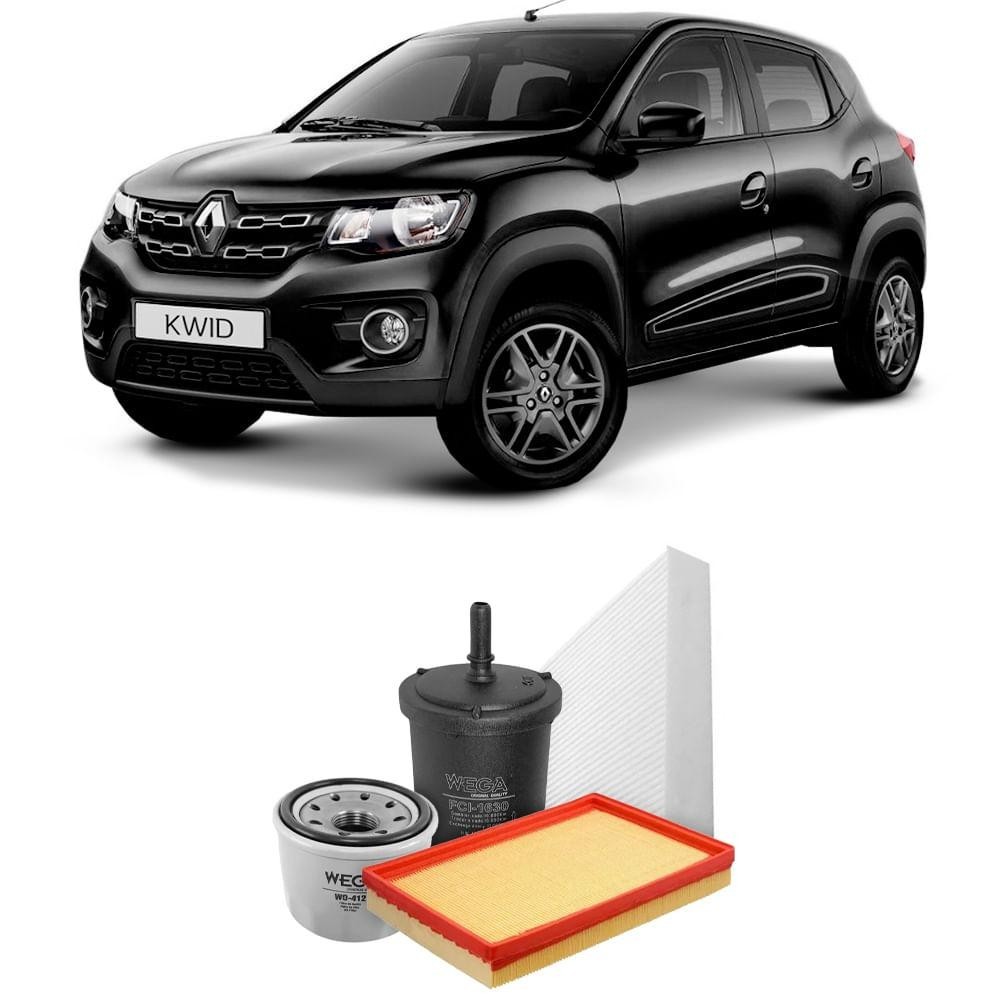 Kit Troca de Filtros Kwid 1.0 12V 2017 a 2024 Flex Wega