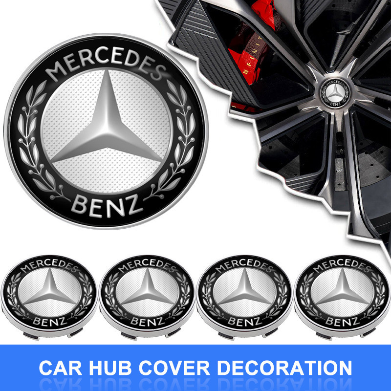 4 Pçs 56mm/60mm Capa De Aro De Carro Decalque Pneu Roda Centro Hub Tampa Adesivo Emblema Para Mercedes Benz C63 W117 Cla
