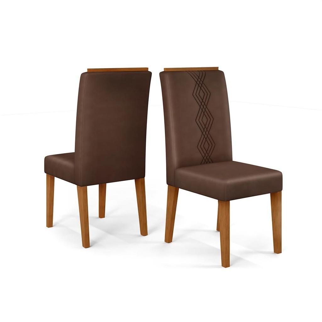 Conjunto Kit 2 Cadeiras de Jantar DJ Móveis Yasmin Freijó Veludo Moca em Oferta na Shopee