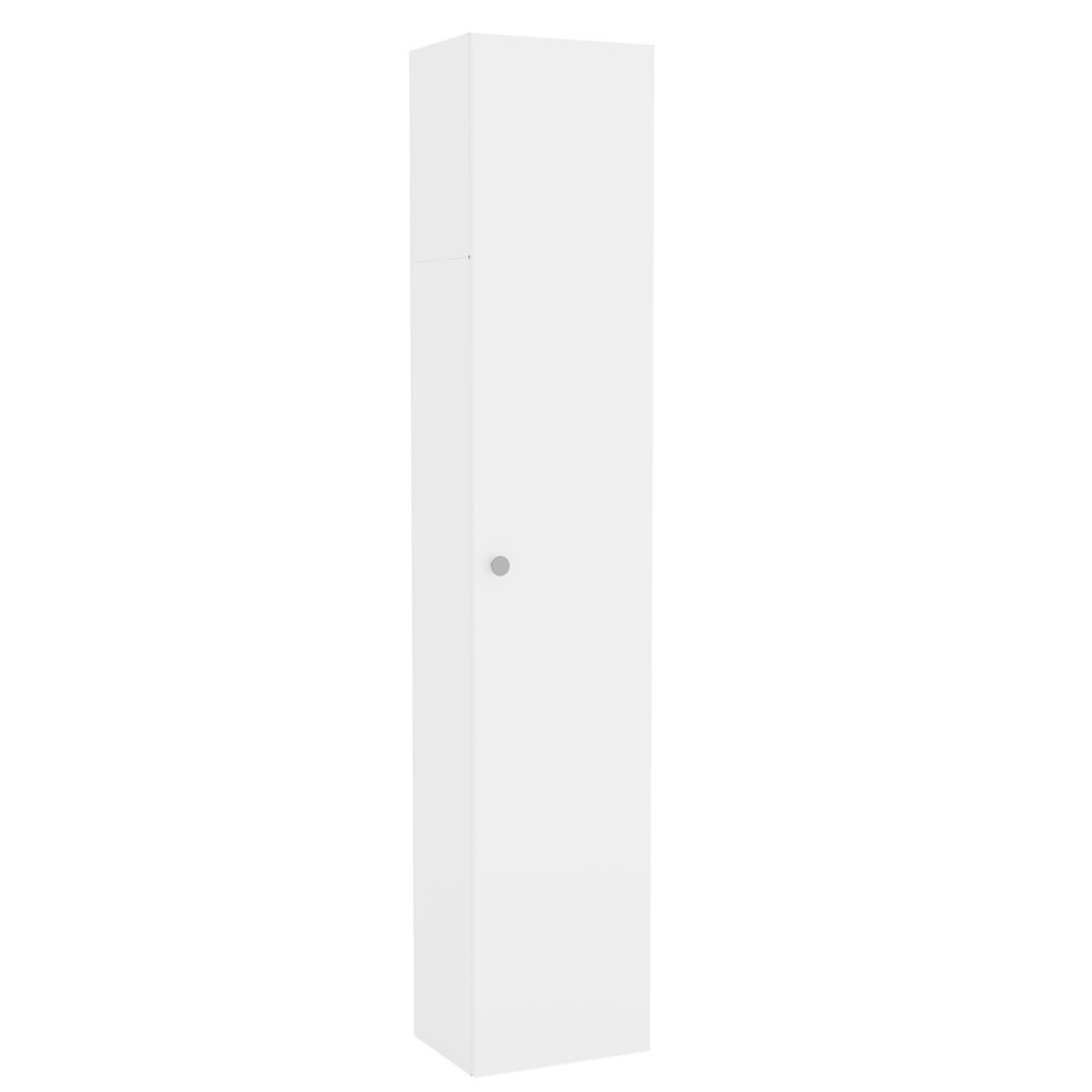 Armário Multiuso para Lavanderia Telasul Duo 1 Porta c/ Suporte para Vassoura Branco - Home & Living