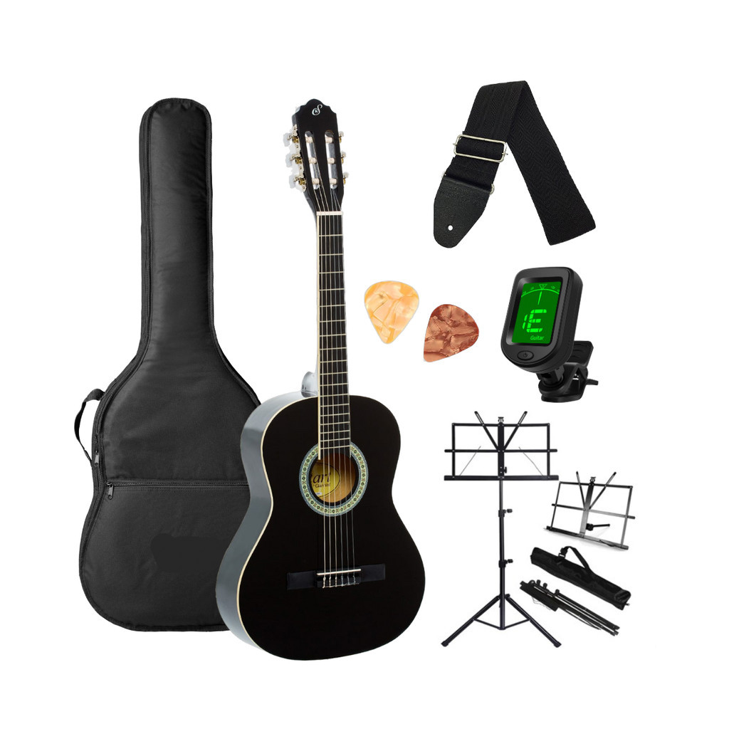 Violão 3/4 Infantil Estudo Preto Nylon Giannini Start N-6 BK Destro + Acessórios Completo